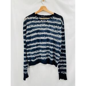 Helmut Lang navy tie dye cashmere distressed sweater